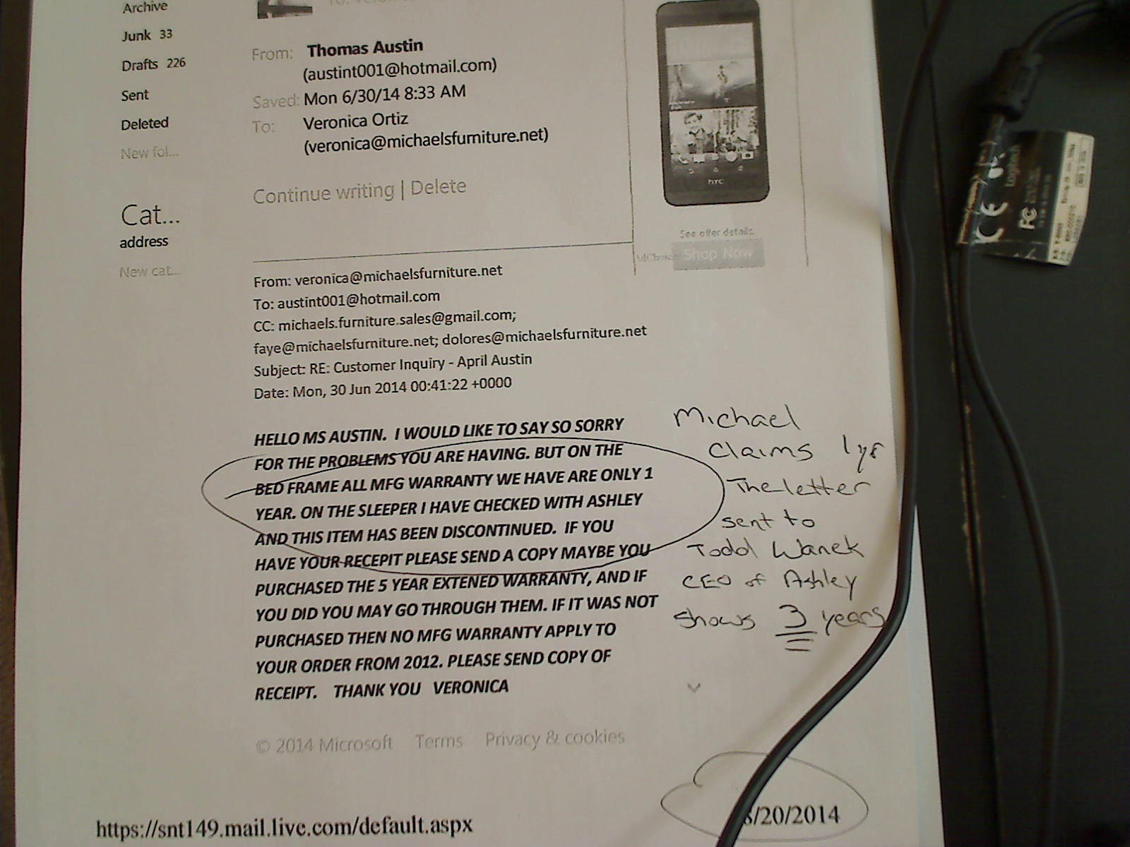 Michael's Furniture and Ashley Furniture Van Nuys, California PeopleClaim