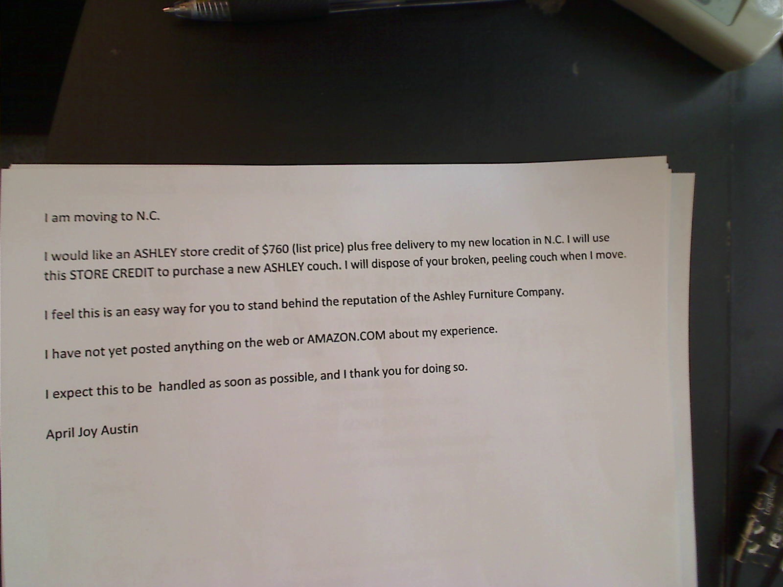 Michael's Furniture and Ashley Furniture Van Nuys, California PeopleClaim