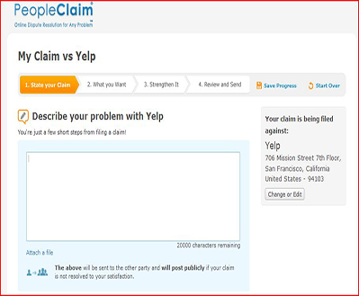 PeopleClaim - Stating your complaint